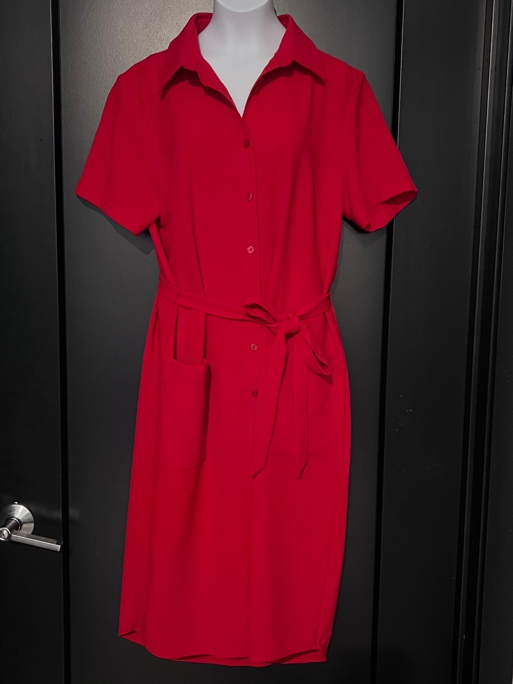 Rachel Parcell Red Short-Sleeve Shirt Midi Dress